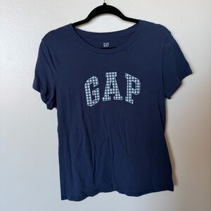 GAP Navy & Blue Gingham Print Graphic Tee